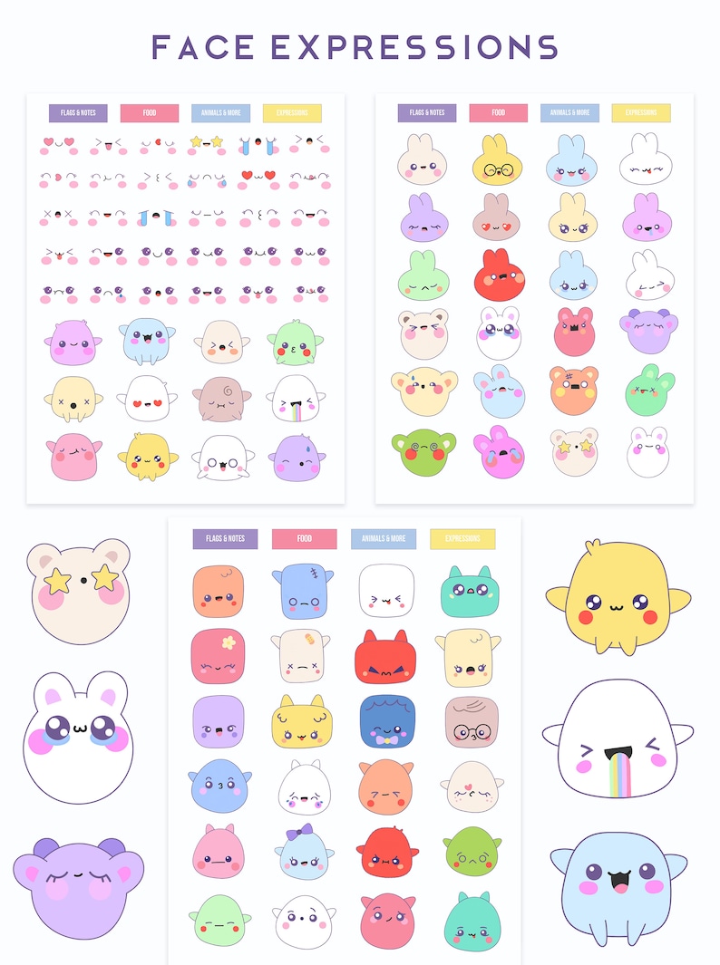 400 Cute Kawaii Bujo Good Notes Stickers for Goodnotes Digital Etsy