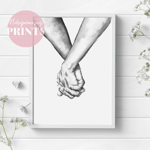 Holding Hands Wall Art Holding Hands Print Black and White Etsy