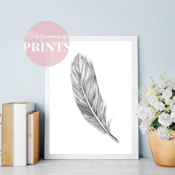 Grey Feather Print Digital Download Print Prints for Homes - Etsy UK