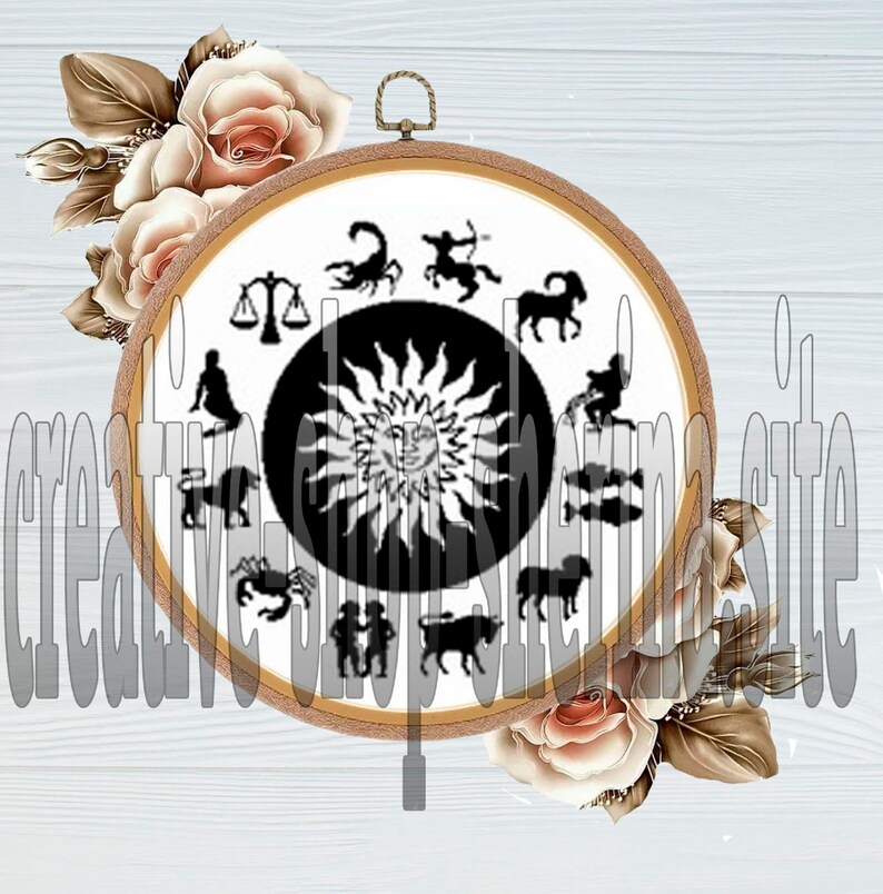 Cross Stitch Pattern Mandala With Zodiac Signs Monochromatic Cross Stitch Pattern Instant Download Pdf Knitting Kits How To Lotusresort In