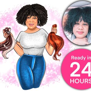 Diseño del logotipo de la tienda de pelucas, logotipo del paquete de cabello, logotipo del diseñador de cabello, logotipo del estilista del cabello, logotipo de la extensión del cabello, logotipo de dibujos animados, retrato digital, avatar