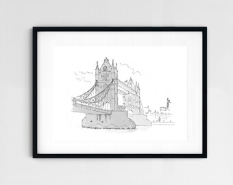 London artwork, Tower Bridge, signed print