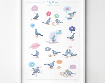 City Doves, London Artwork, signed fine art paper print