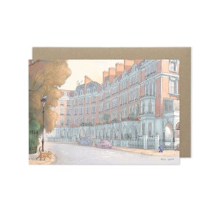 London Kensington Greetings Card, Dog Walker