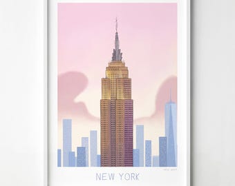 Empire State Building, New York artwork, signed print