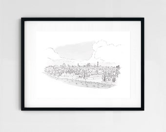 Boceto de la vista de Primrose Hill, impresión artística firmada
