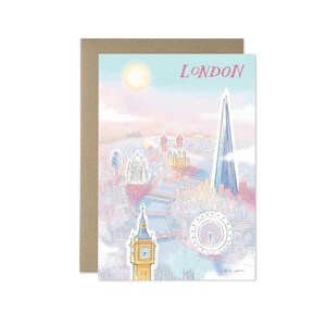 Tarjeta de felicitación con el horizonte de Londres