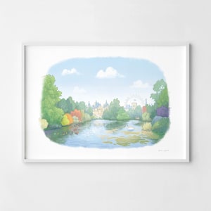 St James&#39;s Park Lake, London artwork, Signed Fine Art Paper Print