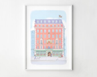 Fortnum & Mason London artwork, signed fine art paper print