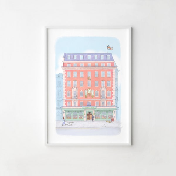 Fortnum & Mason London artwork, signed fine art paper print