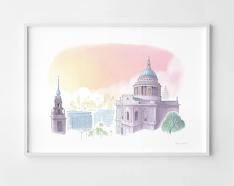 St Pauls Cathedral, London artwork, signed fine art paper print