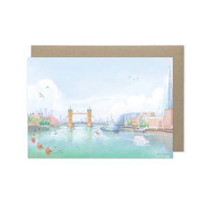 Tower Bridge dal London Bridge View, biglietto di auguri di Londra