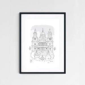 London artwork, St Pauls Cathedral illustration, signed fine art paper print
