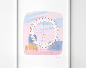 London Eye, Southbank London Landmark, signed fine art print