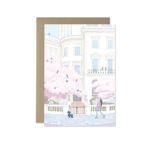 Carte de voeux London Dog Walker, Springtime Skate, Londres