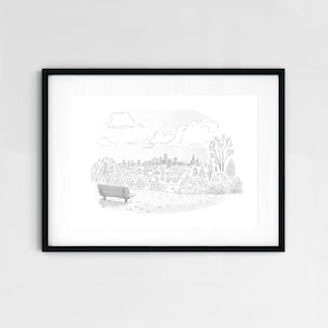 Hampstead Heath, Parliament Hill View, Londens kunstwerk, gesigneerde afdruk