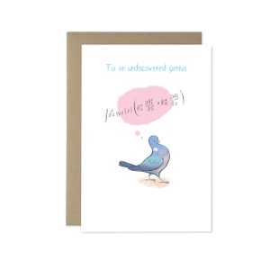 Tarjeta de felicitación de genio no descubierta, positividad de paloma, tarjeta edificante