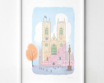 Westminster Abbey, London artwork, signed fine art print