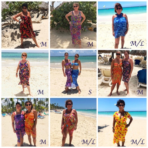 Beach Sarong Pool Dress, Women's Beachwear, Boho Bathing Suit Coverup,  Colorful Pareo Wrap, Ladies Magic Skirt -  Canada