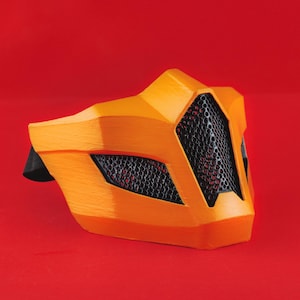 Scorpion Mask - MK Inspired Fighting Game Cosplay Prop, Cyber Ninja Combat Half Helmet