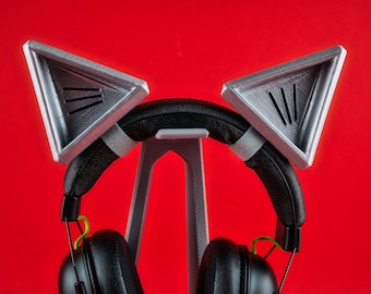 Cyberpunk Anime Cat Ear Headphone Accessories | Anime Cat Ear | Diamond Cat Eat | Silver Cat Ear | Unique Headset Ear | Mecha Cat Ear