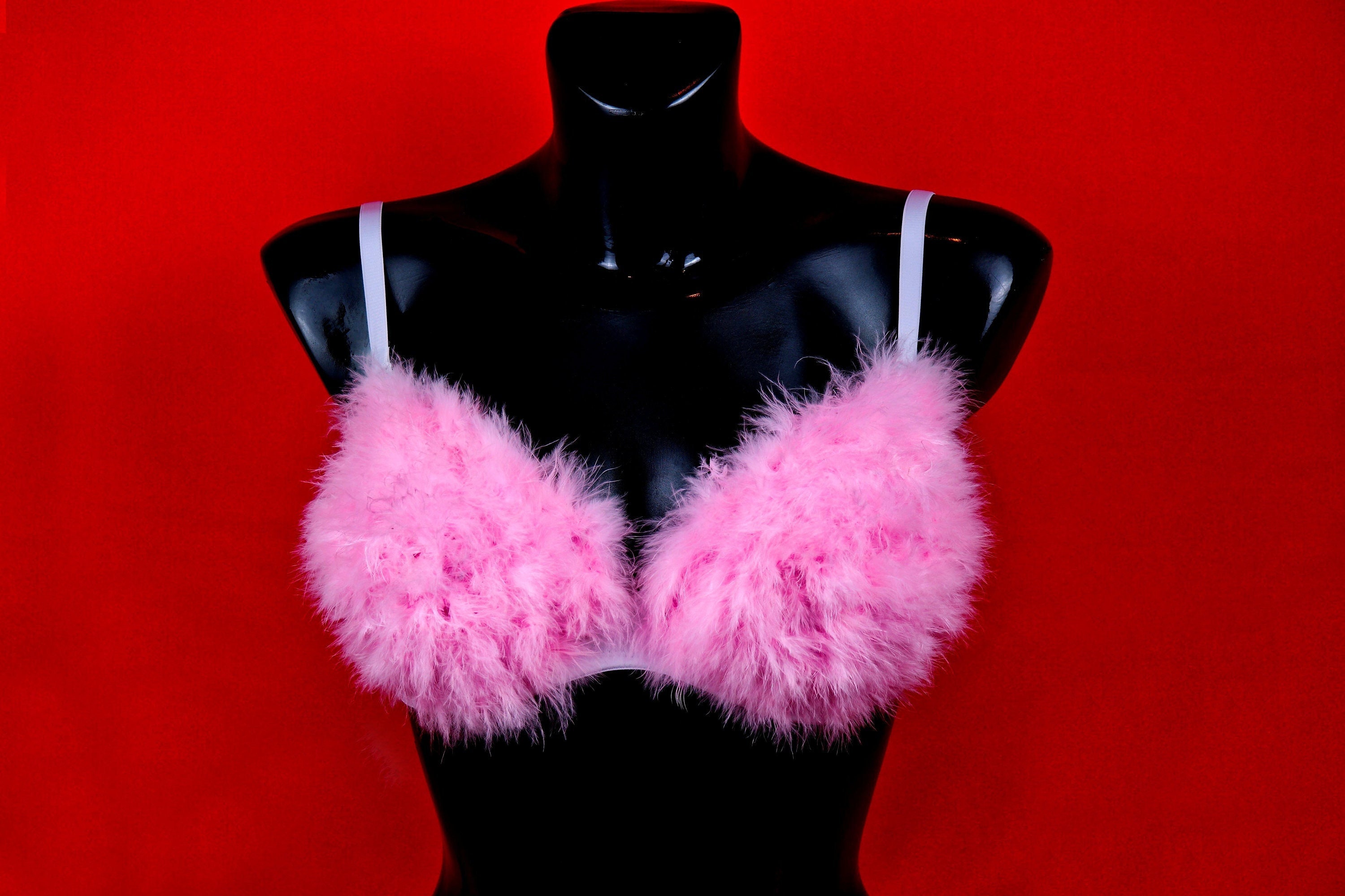 Fluffy Pink Bra Fuzzy Faux Fur Rave Bra Rave Bra Clubwear EDC