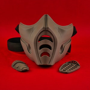 Sub Zero Respirator Mask Futuristic Ninja Cosplay Mortal Kombat Inspired Tactical Costume Prop