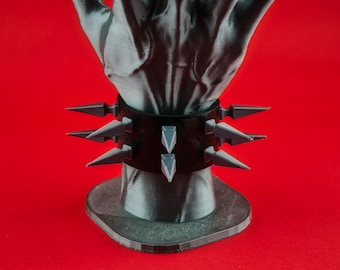 Gothic Style Spiked Bracelet with Holographic Band - Adjustable and Comfortable Design