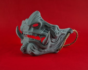 Ghost of Tsushima Mask, Samurai Mask, Oni Mask, Mempo Cosplay  - Handmade Fan Art - Shogun Mask