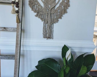 Macrame Farmhouse Wall Decor, Boho Home Tapestry, Cotton Macrame Wall Hanging, Housewarming Gift