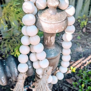 Large Wood Beaded Garland, Farmhouse Decor, Casa Bead, Coffee Table Decor,Rustic Home, Housewarming Gift