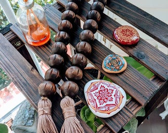 Wood Bead Garland, Bohemian, Authentic style Casa Beads, Dark Color Wooden Beads, Home Decor, Coffee Table Decor