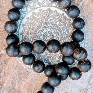 Coffee Brown Farmhouse Wood Bead Garland,  HandpaintedCasa Bead Garland, Large Wooden Beads Home Decor, Boho Style Housewarming Gift