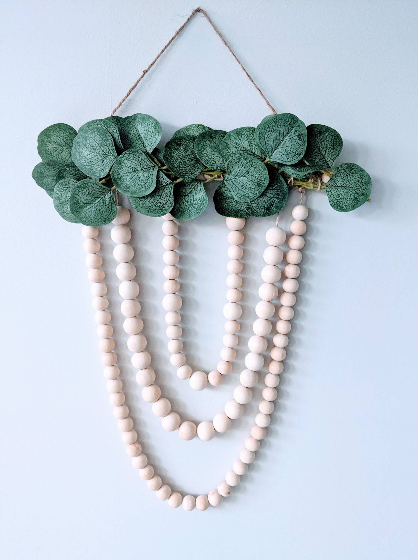 Eucalyptus Wall Hanging Eucalyptus Wreath Wood Bead Wall Etsy