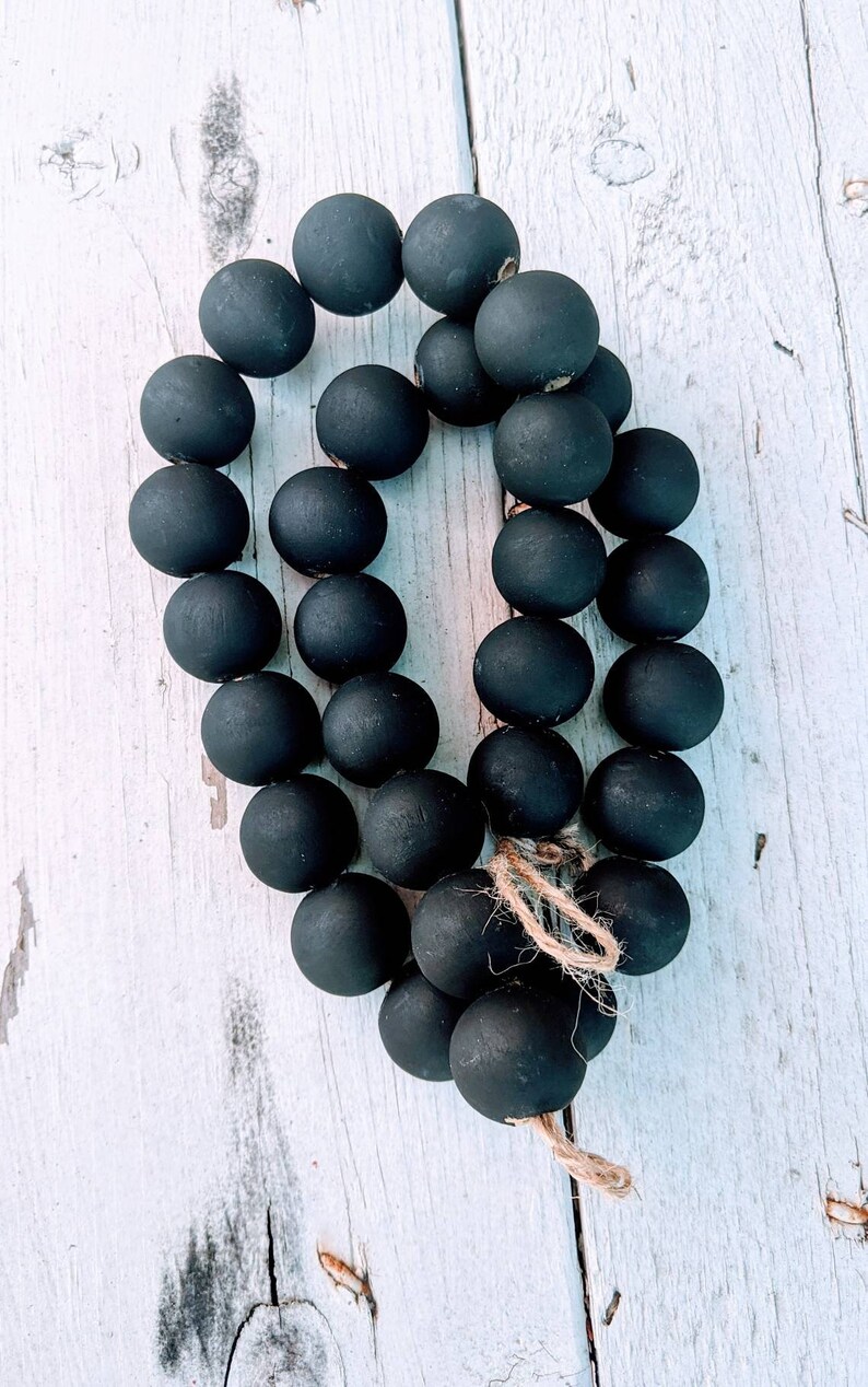 Black Casa Bead Farmhouse Wood Bead Garland Chalk Paint With Etsy