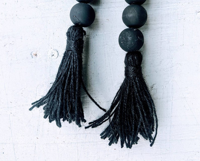 Black Casa Bead Farmhouse Wood Bead Garland Chalk Paint With Etsy