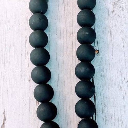 Black Casa Bead Farmhouse Wood Bead Garland Chalk Paint With Etsy