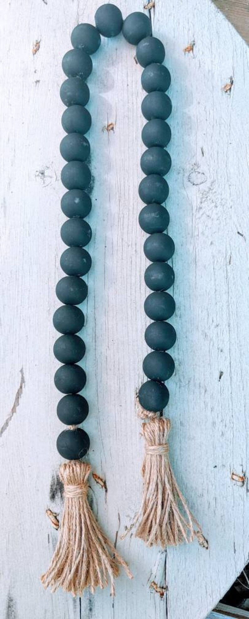 Black Casa Bead Farmhouse Wood Bead Garland Chalk Paint With Etsy