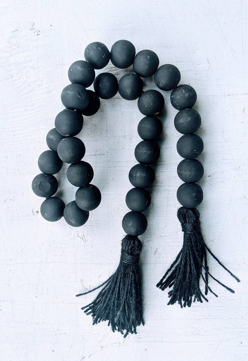 Black Casa Bead Farmhouse Wood Bead Garland Chalk Paint With Etsy