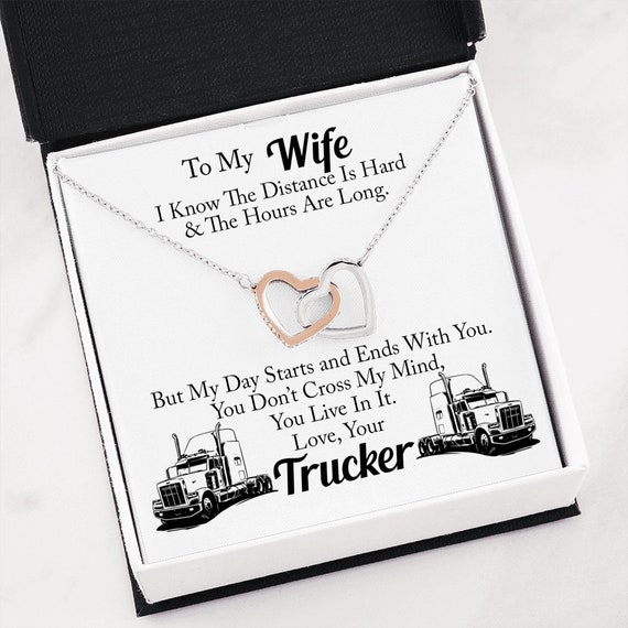 Truckers Wife Interlocking Hearts Necklace to My Wife Love Your