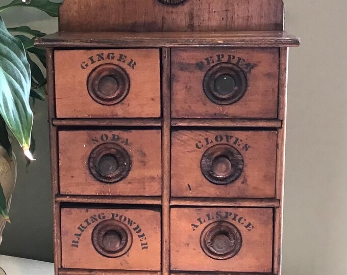 Antique 8 Drawer Spice Storage Box Etsy
