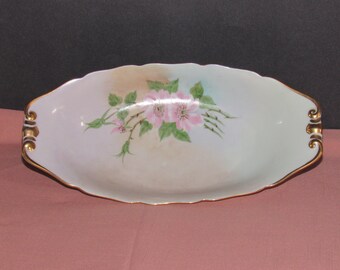 Pretty Wild Rose Pattern Celery/Relish Dish by C.M. Hutschenreuther Porcelain Factory in Hohenberg Germany
