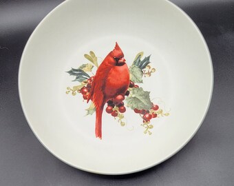 Rare Lennox Winter Greetings Serving Bowl Cardinal Pattern
