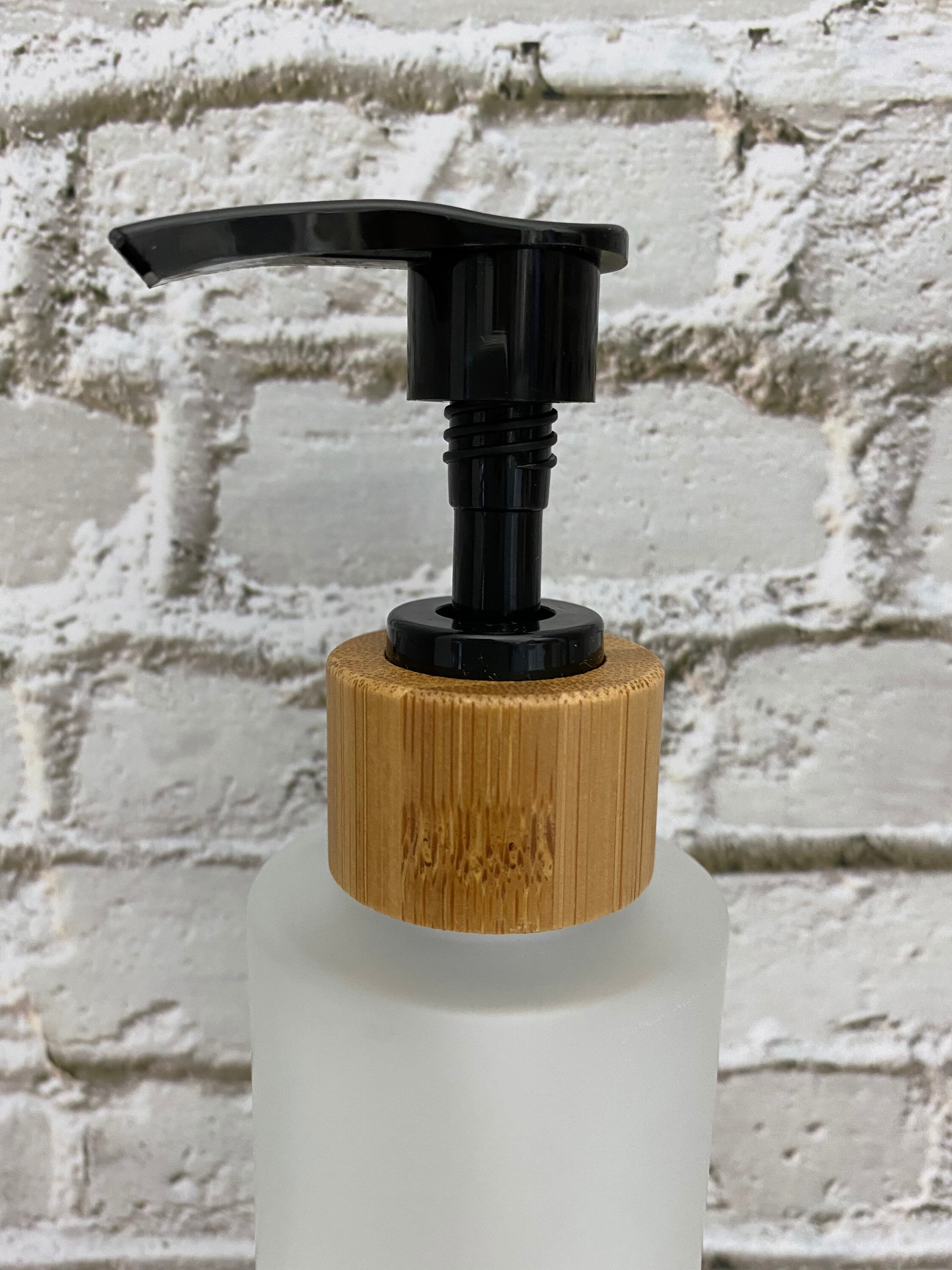 Personalised Frosted Glass Pump Dispenser Bottle With Bamboo Etsy