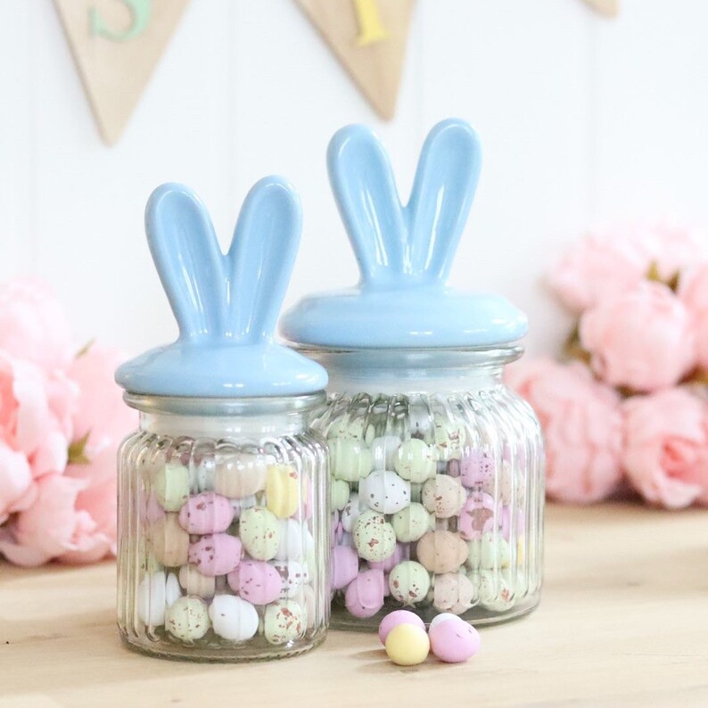 Bunny Ears Glass Jar & Ceramic Lid 250ml 4 Pastel Colours Etsy