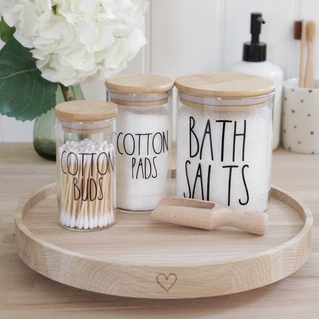 Bath Salts Jar Cork Lid with Mini Scoop, Bathroom Organisation
