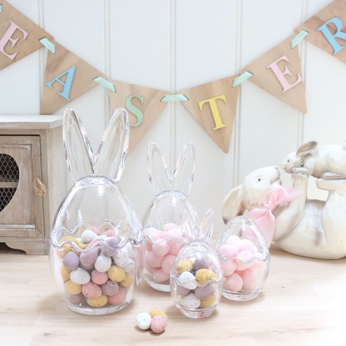 Bunny Ears Glass Jars 4 Sizes Available Easter Bunny Etsy Canada