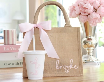 Jute Bag &/or Cold Cup Personalised Summer Beach Holiday