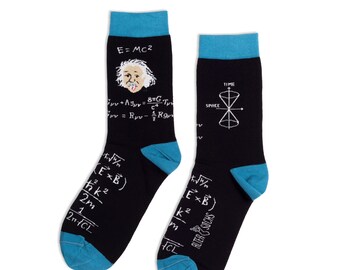 Einstein-sokken | natuurkundecadeau | leuke sokken | Albert Einstein | natuurkundecadeaus | grappige sokken | schattige wetenschappelijke sokken | cadeau voor haar | cadeau voor hem