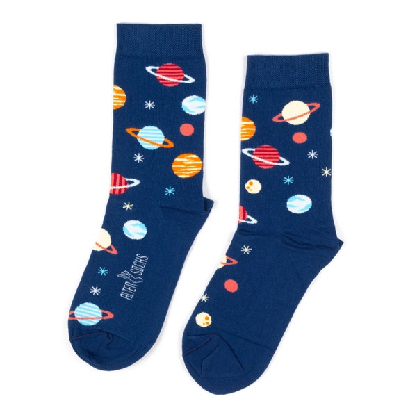 Chaussettes Planet | chaussettes système solaire | cadeaux astronomie | chaussettes spatiales | chaussettes amusantes | conception de galaxie | jolies chaussettes | cadeau pour elle | cadeau pour lui